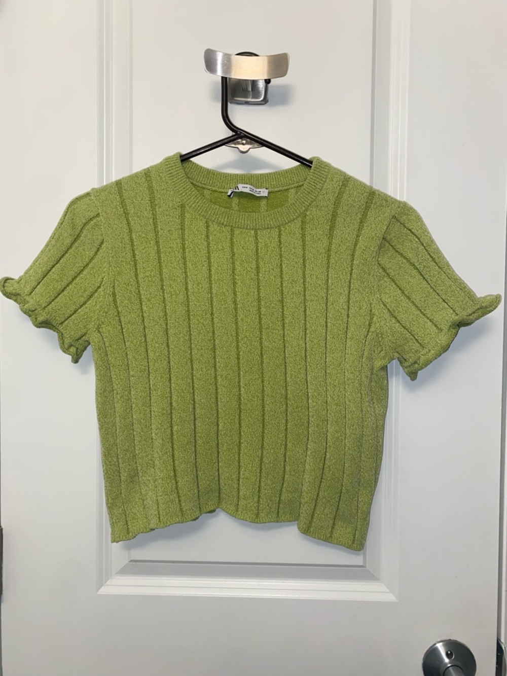 Zara Lime Green Ribbed Knit Top
